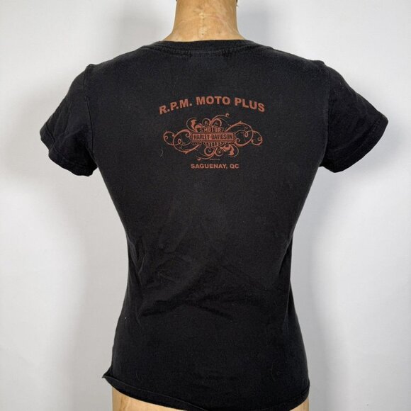 Y2K Made in USA Harley Davidson Logo V Neck Women's Top - Picture 2 of 9